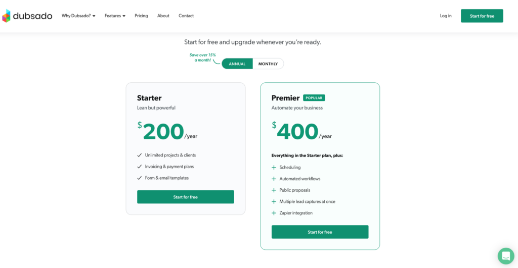 Dubsado pricing