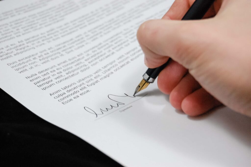 Signing a retainer agreement