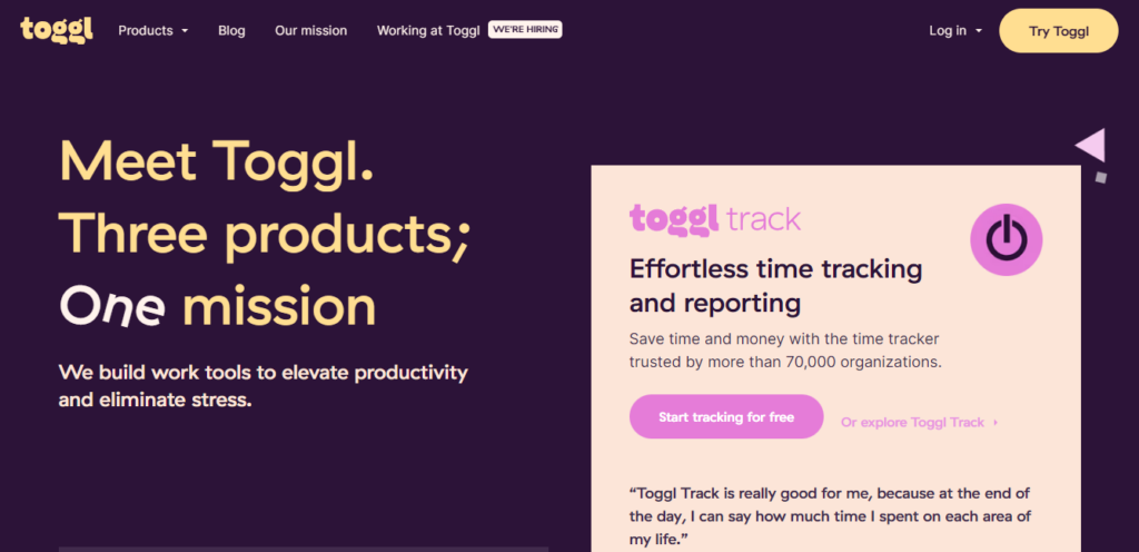 Toggl Main Website