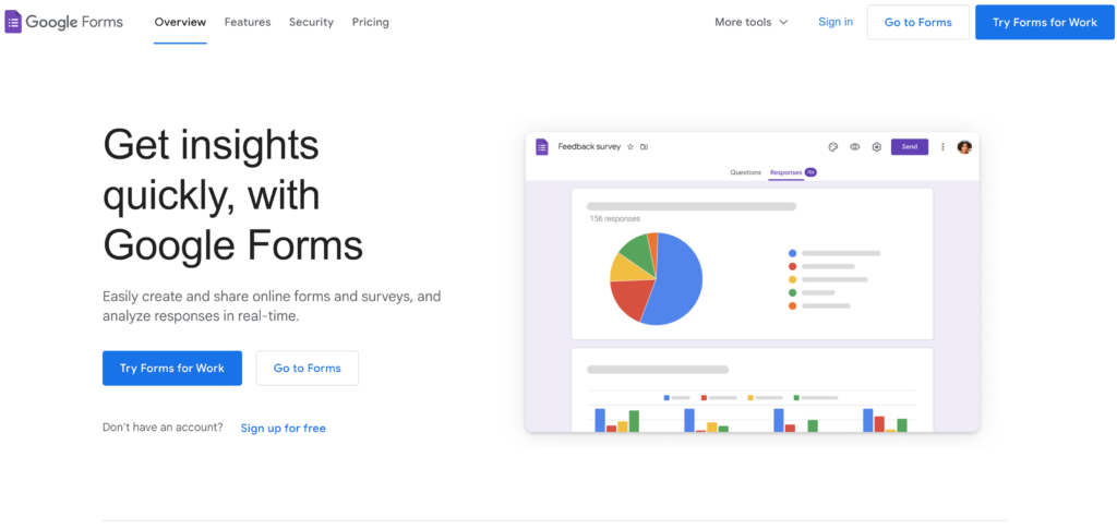 Google Forms website screenshot