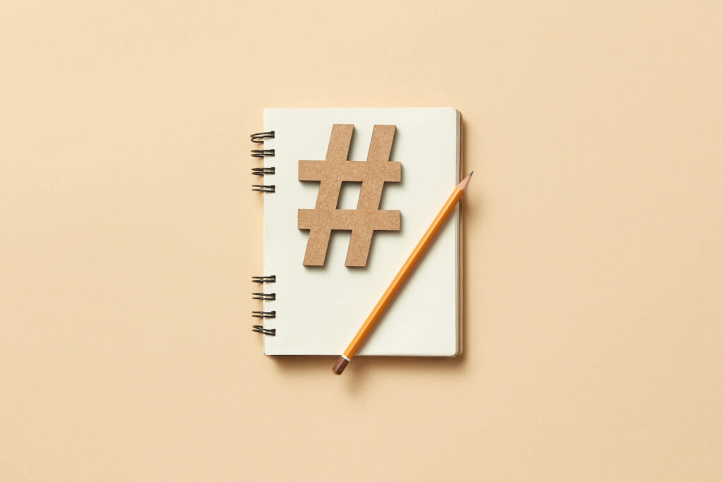 Hashtag symbol on a notebook