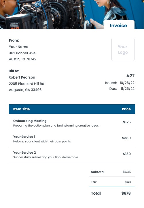 Film Production Invoice Templates Kosmo