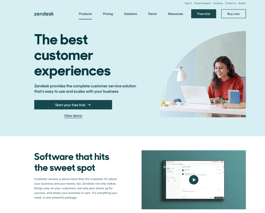 Zendesk webpage
