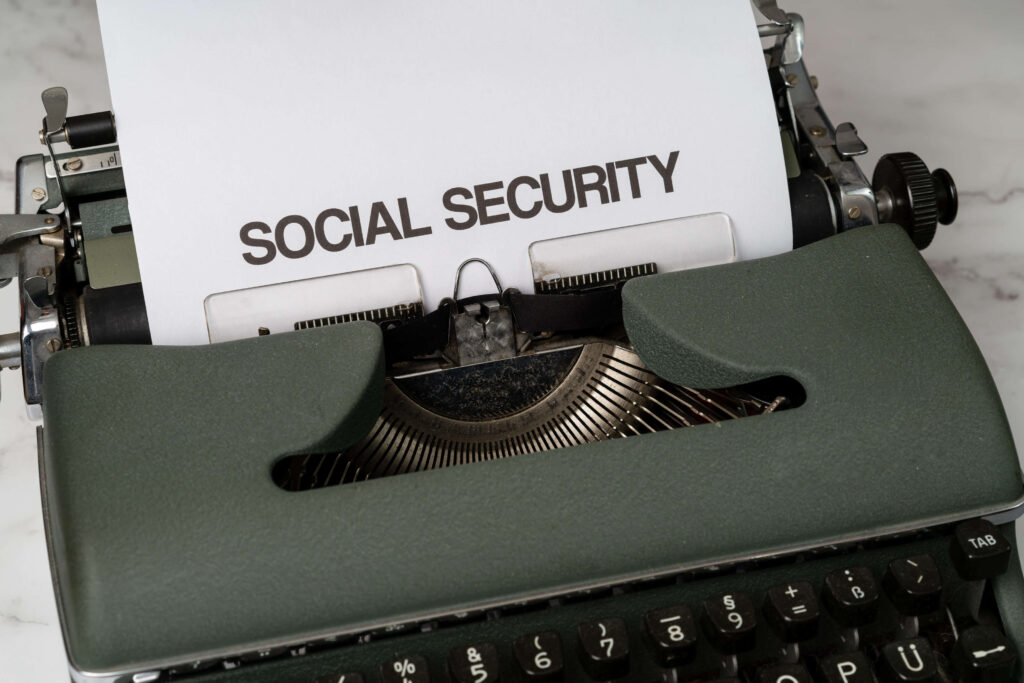 social security printed on paper with typewriter