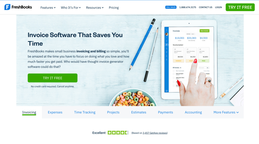 FreshBooks webpage