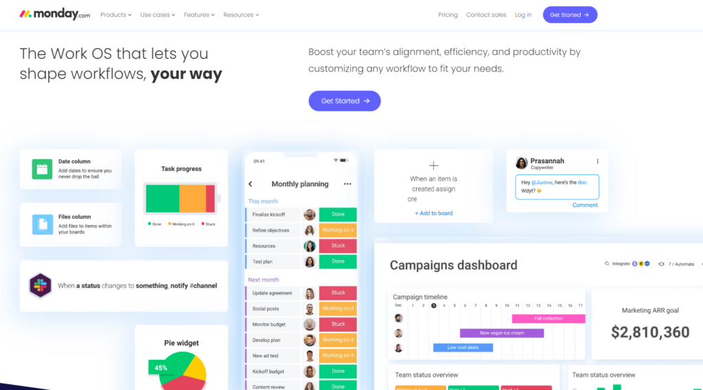 Monday.com landing page