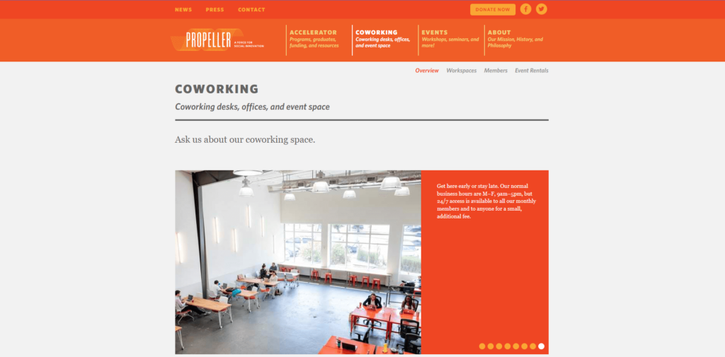 Propeller Coworking Space website