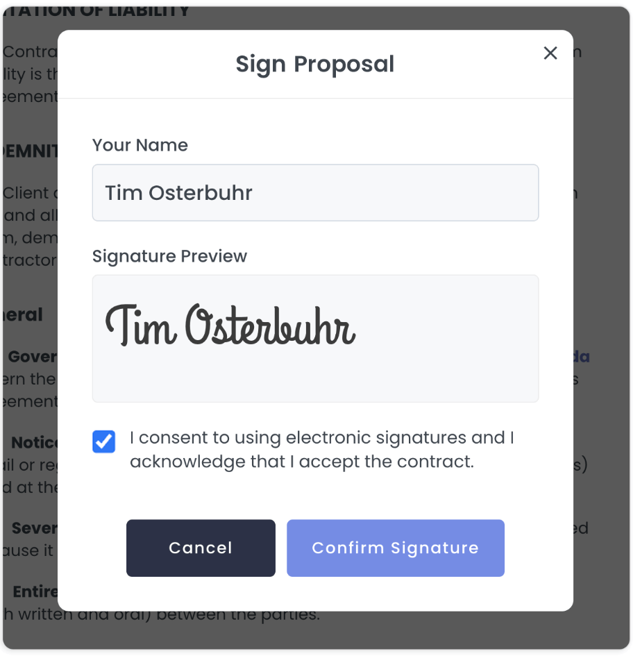 Kosmo proposal signature fieldsample