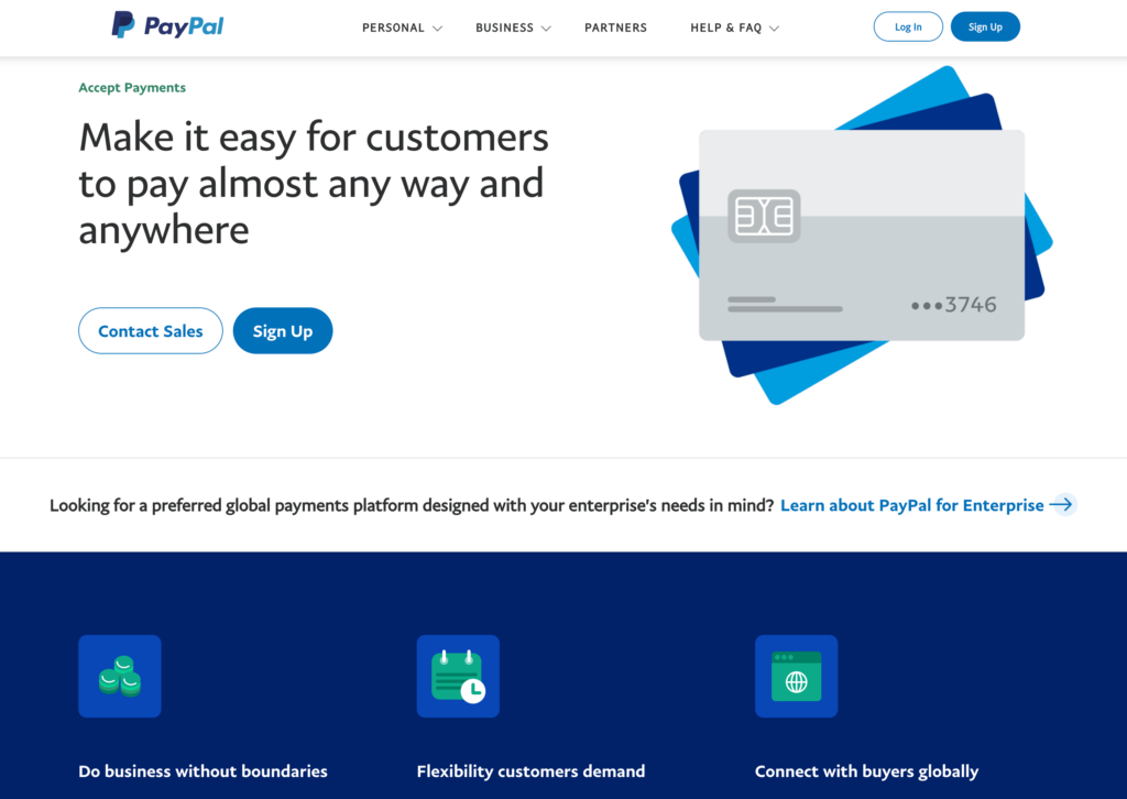 PayPal webpage