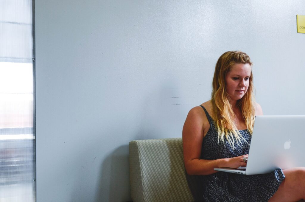 Woman using laptop