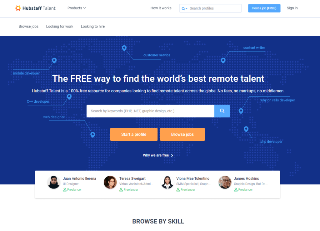 Hubstaff Talent landing page