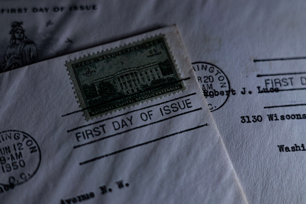close up photo of a mail stamp
