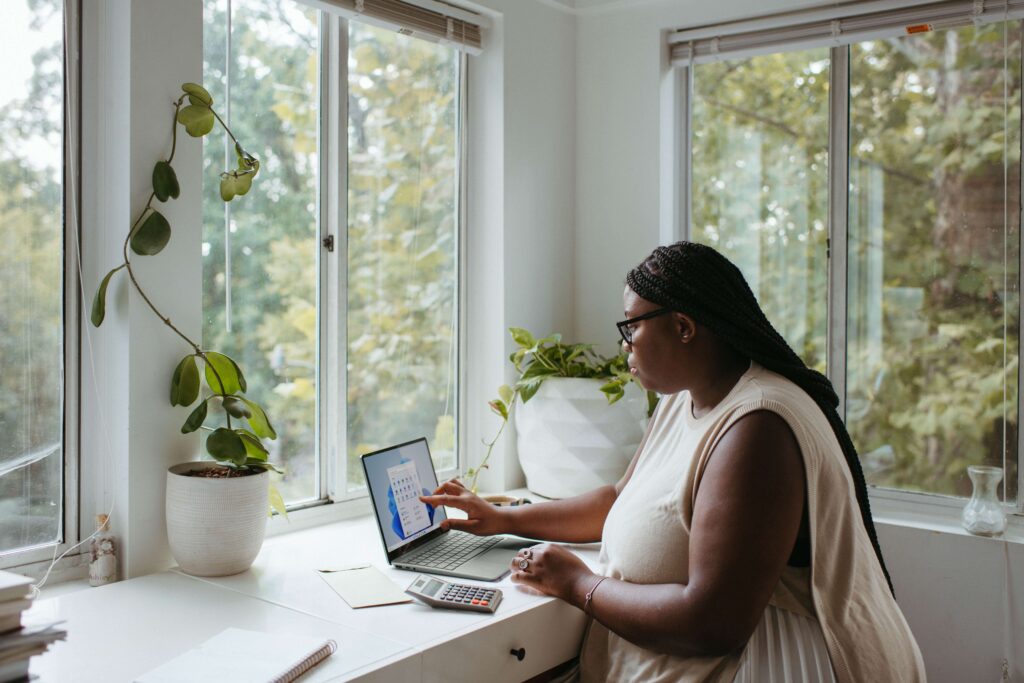 woman using laptop